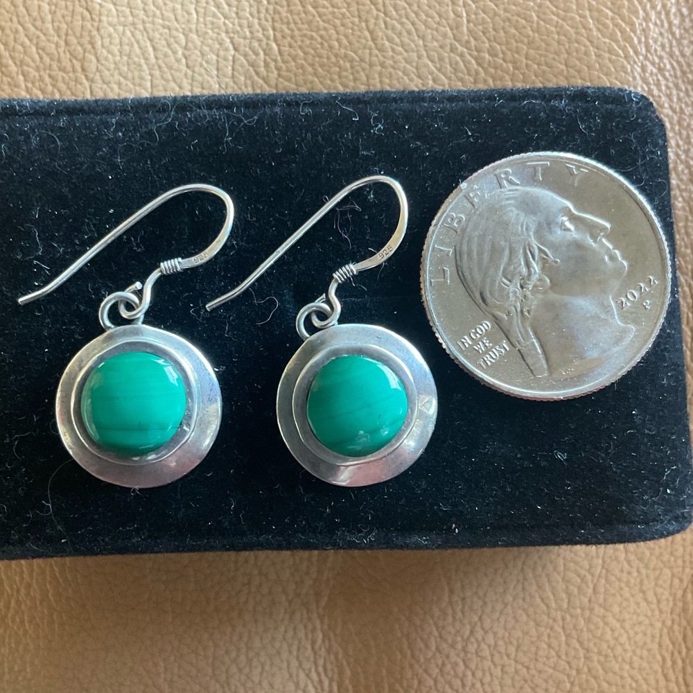 Green turquoise earrings with Sterling silver setting